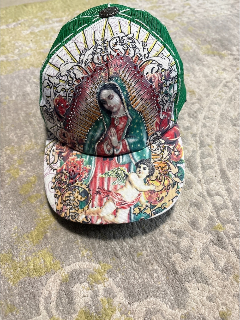 Y2K Stephanie headwear trucker hat statuzone rhinestones virgin
